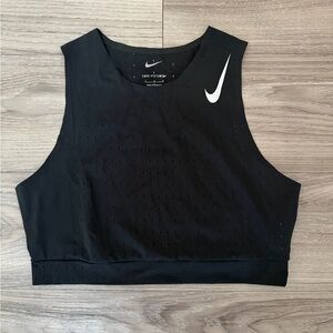 Nike Aeroswift Women's Black Cropped Running Tank Dri-Fit, Large